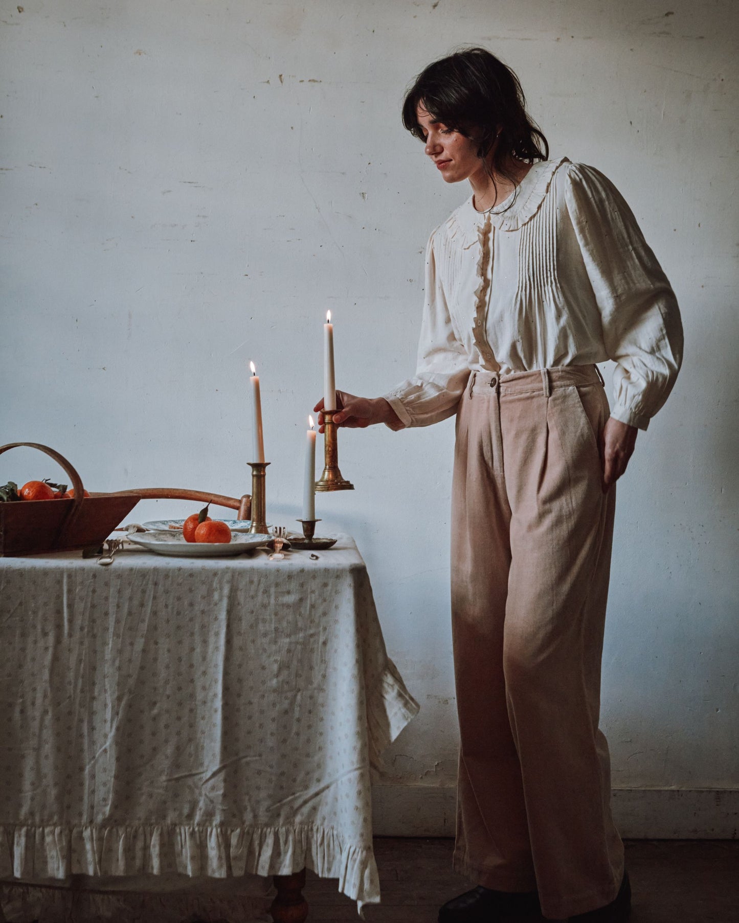 Blouse volantée mukesh crème