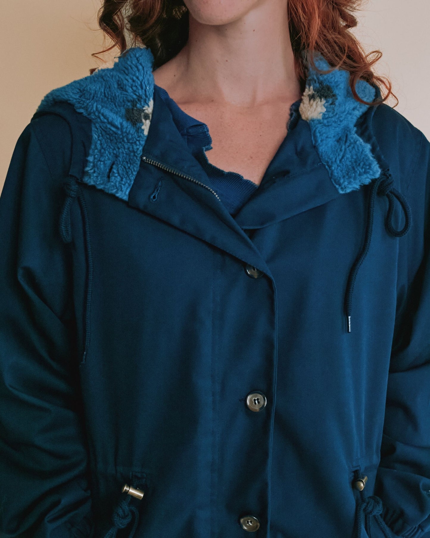 Parka - Doublée moumoute marine