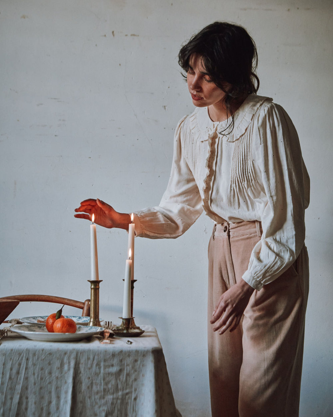 Blouse volantée mukesh crème