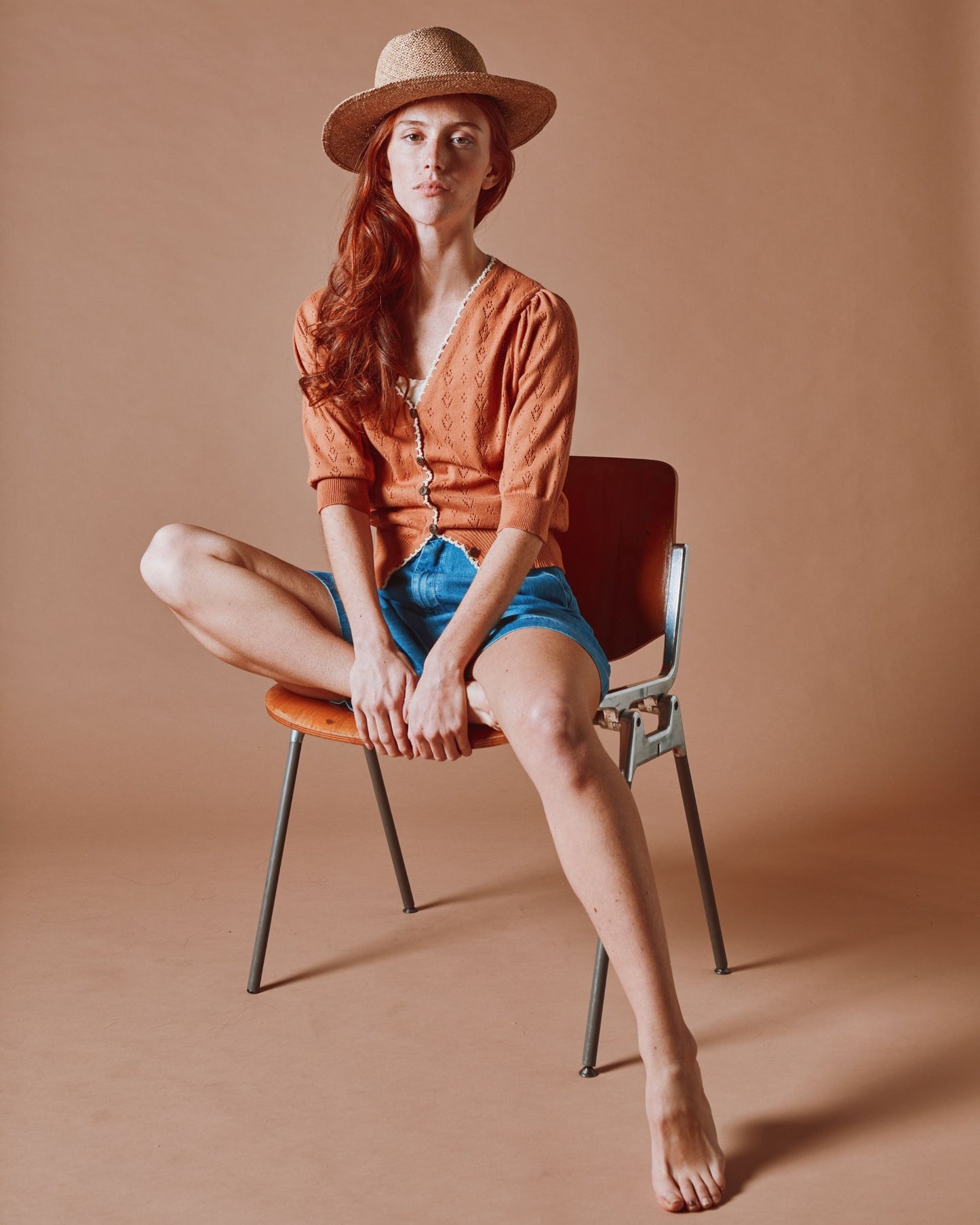 Gilet - Ajouré tulipes marron