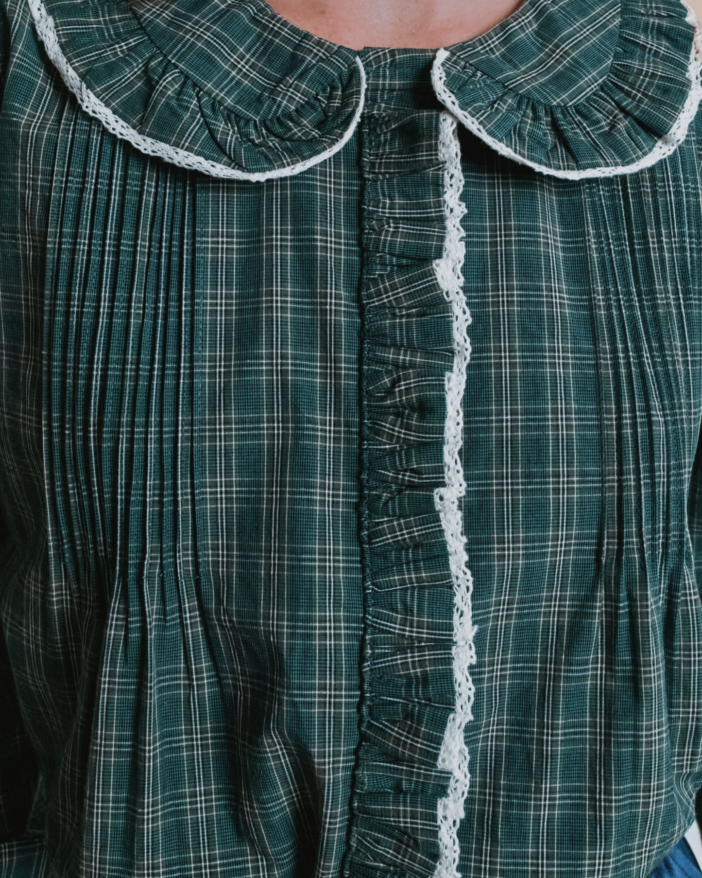 Blouse - Plissée carreaux forêt