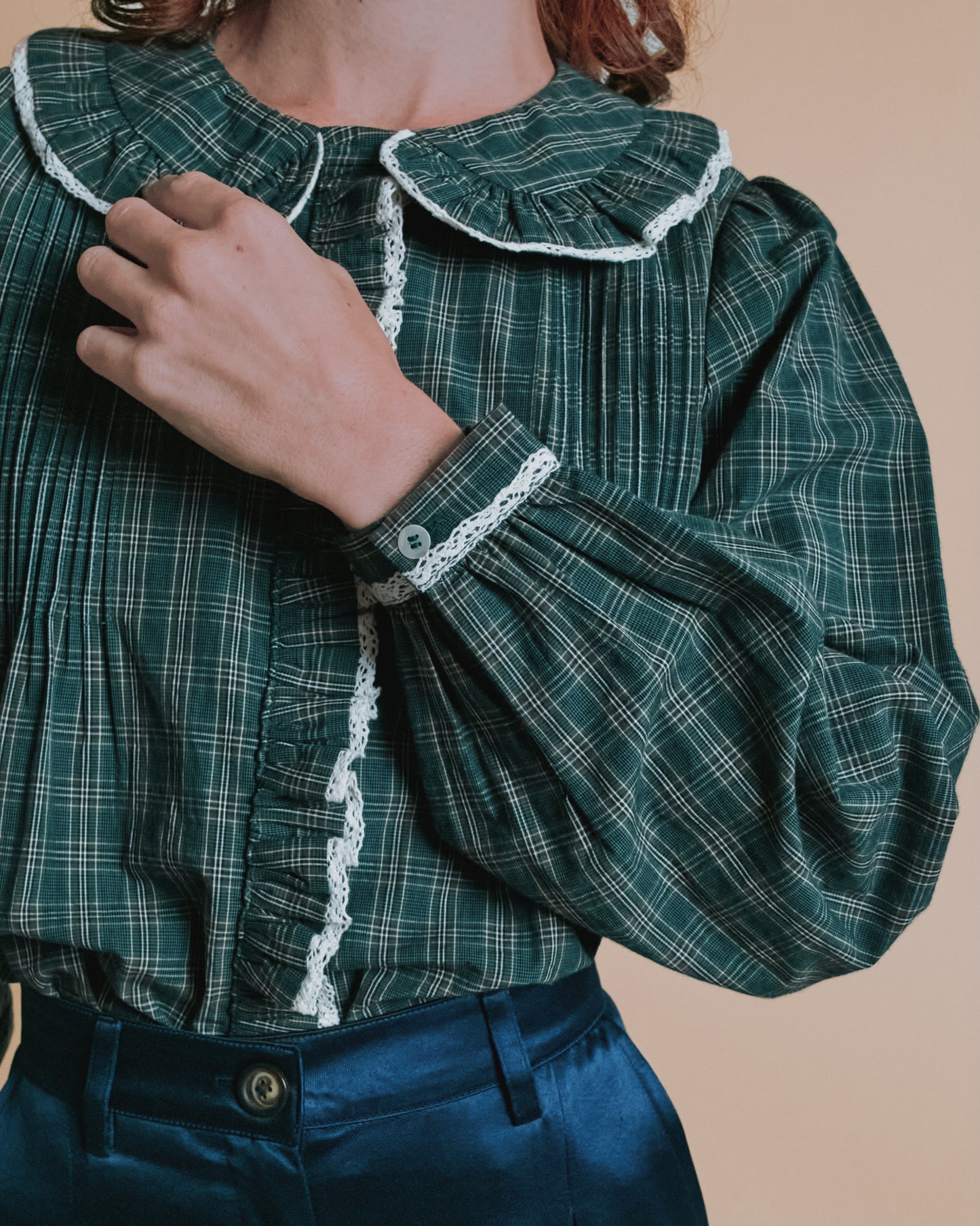 Blouse - Plissée carreaux forêt