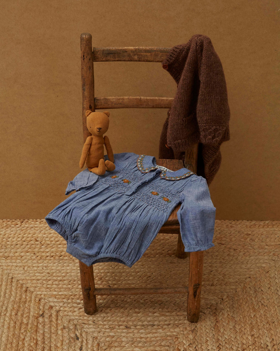Combibloomer smocké brodé chambray