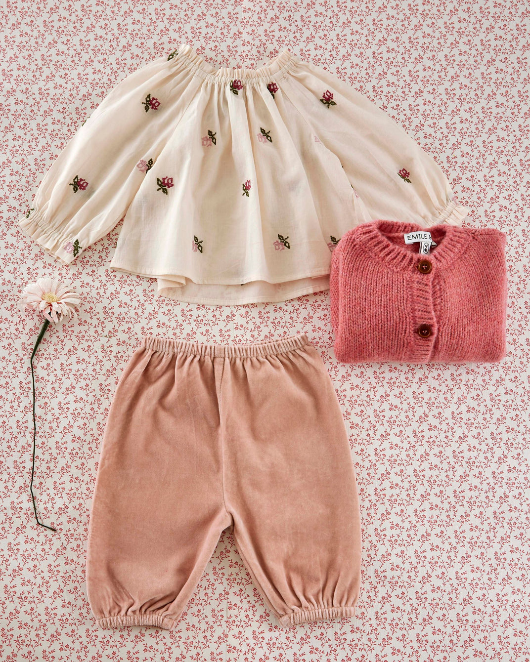 Pantalon bébé velours rose