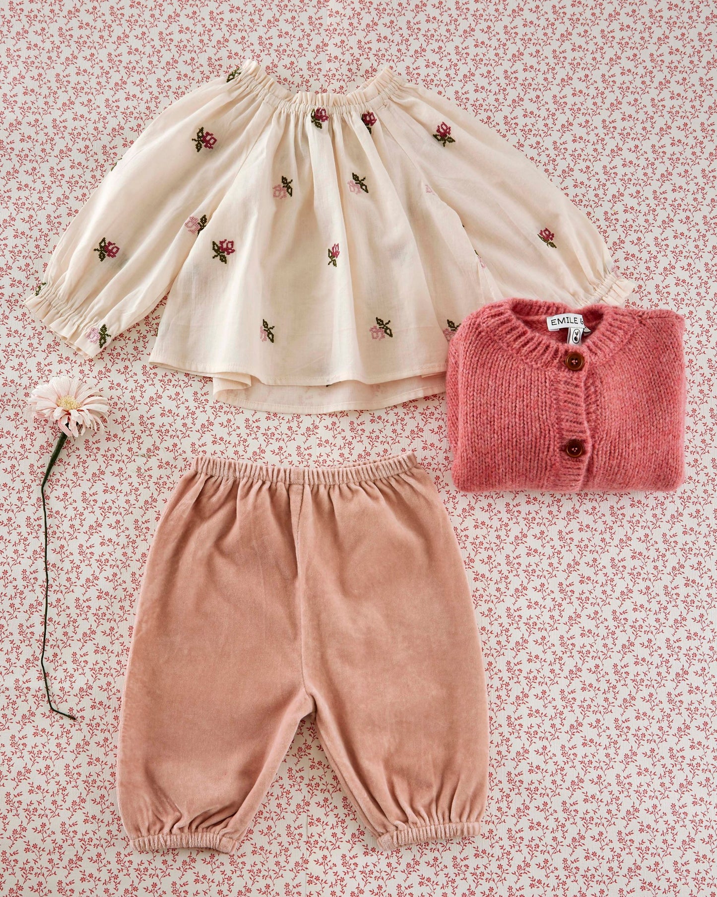 peony velvet baby pants