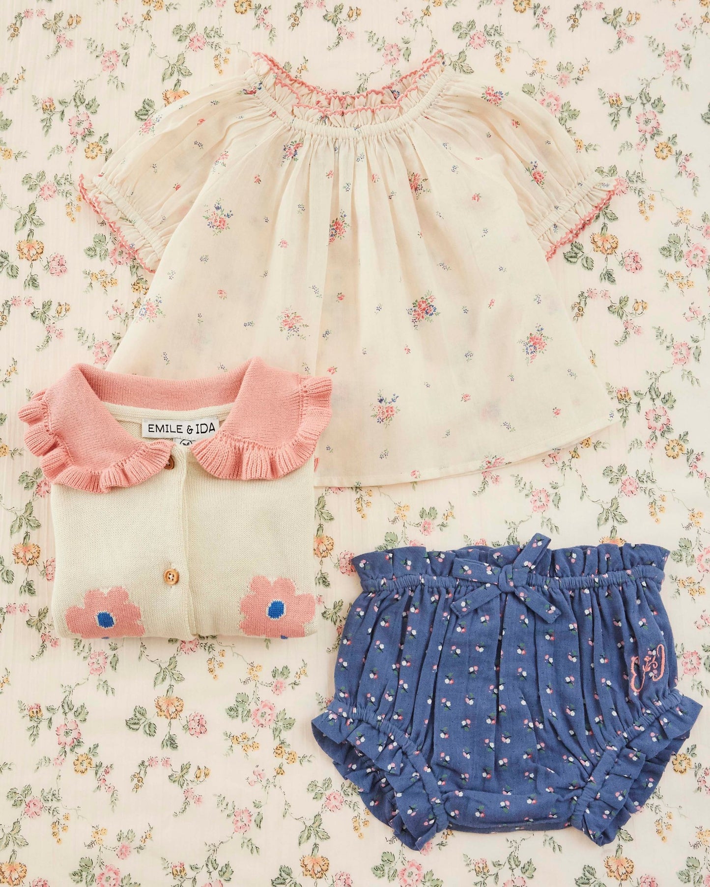 Blouse - Voile de coton fleuri écru