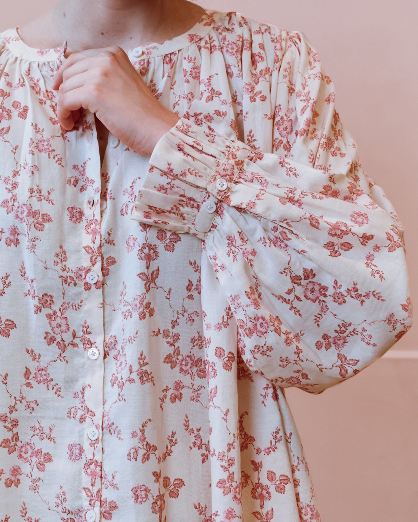 Blouse - Fleurie écru et rose