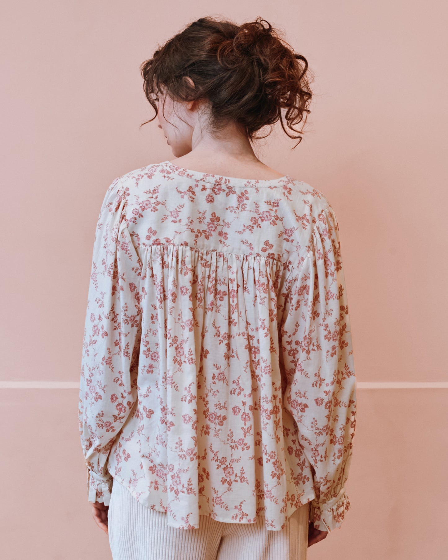 Blouse - Fleurie écru et rose