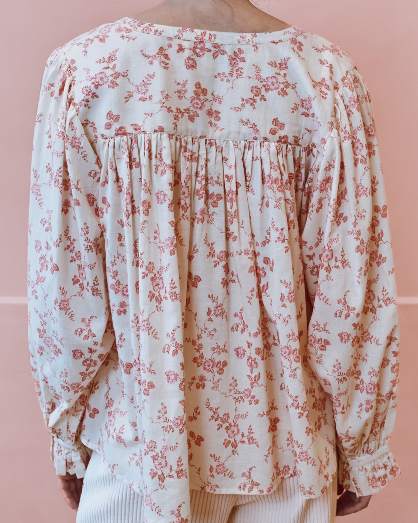 Blouse - Fleurie écru et rose