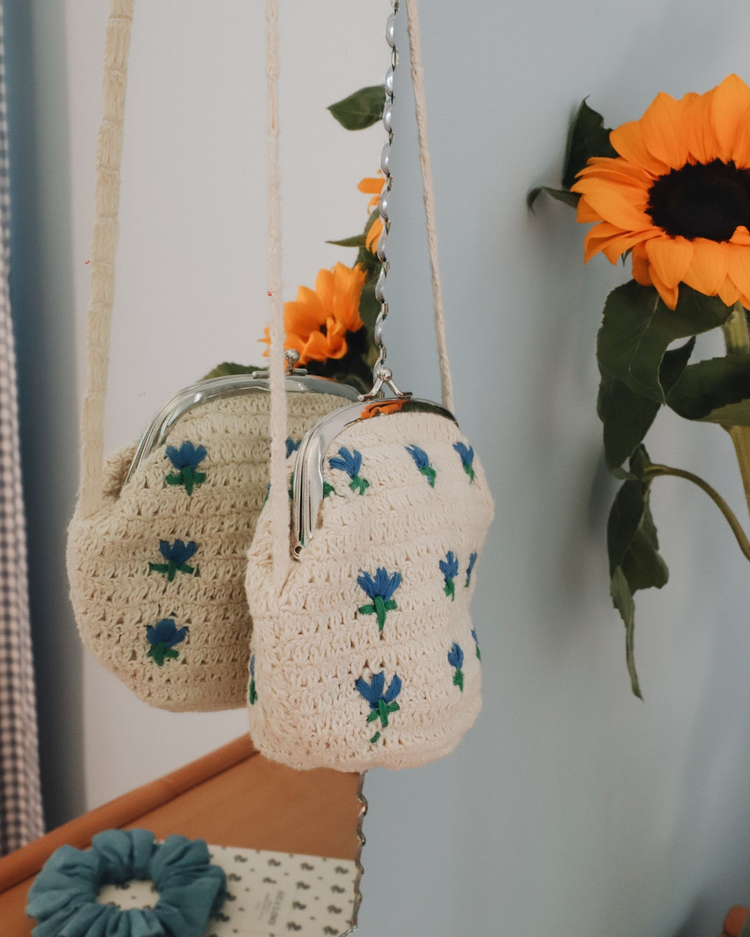 Sac porte-monnaie crochet écru