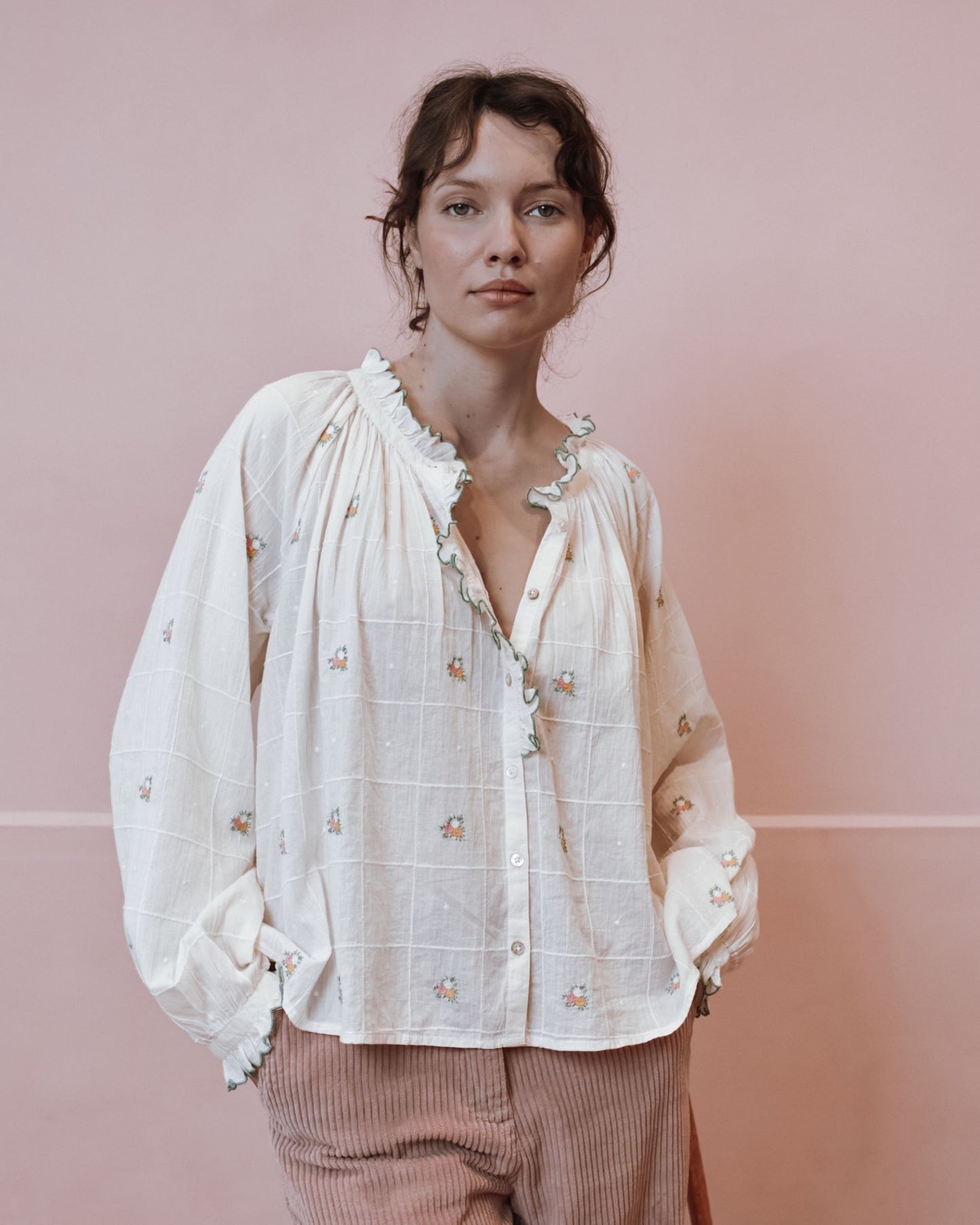 Blouse - Vintage brodée écru