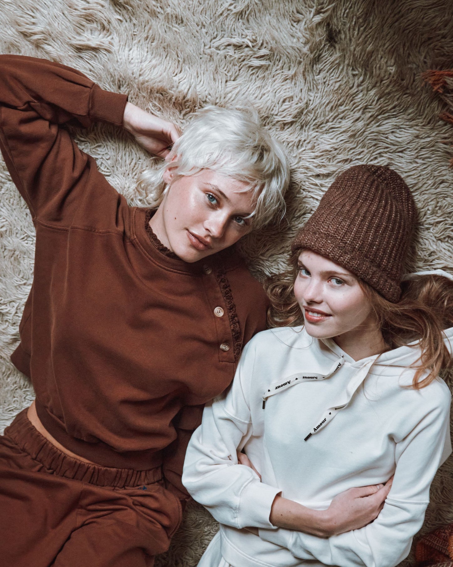 Sweat - Broderie anglaise marron