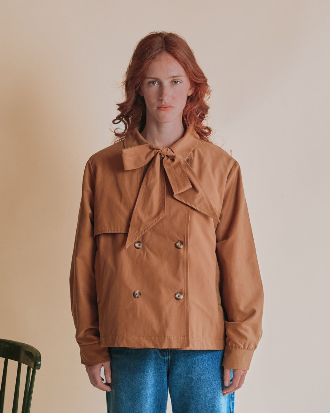 Veste trench - Col à nouer camel