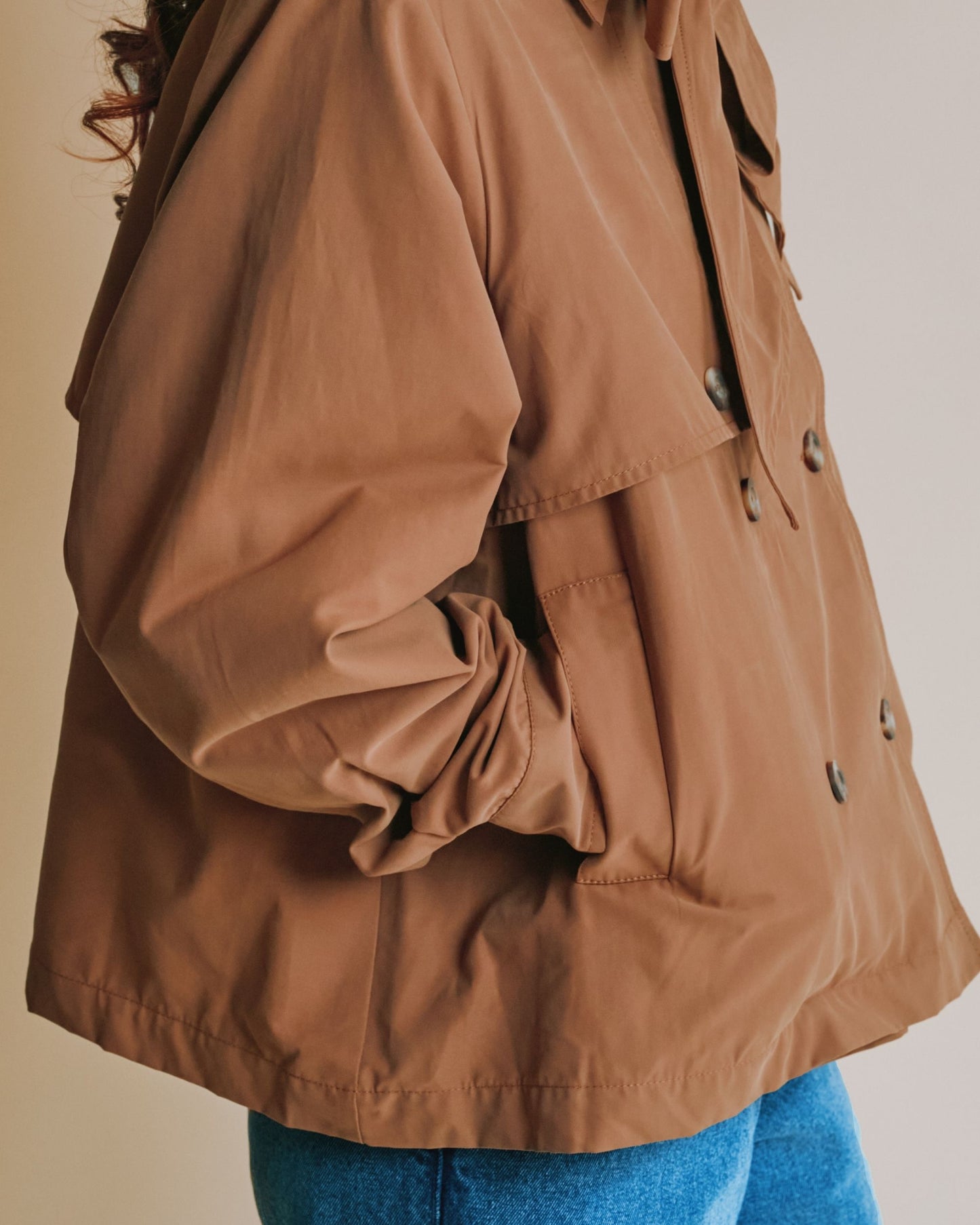 Veste trench - Col à nouer camel