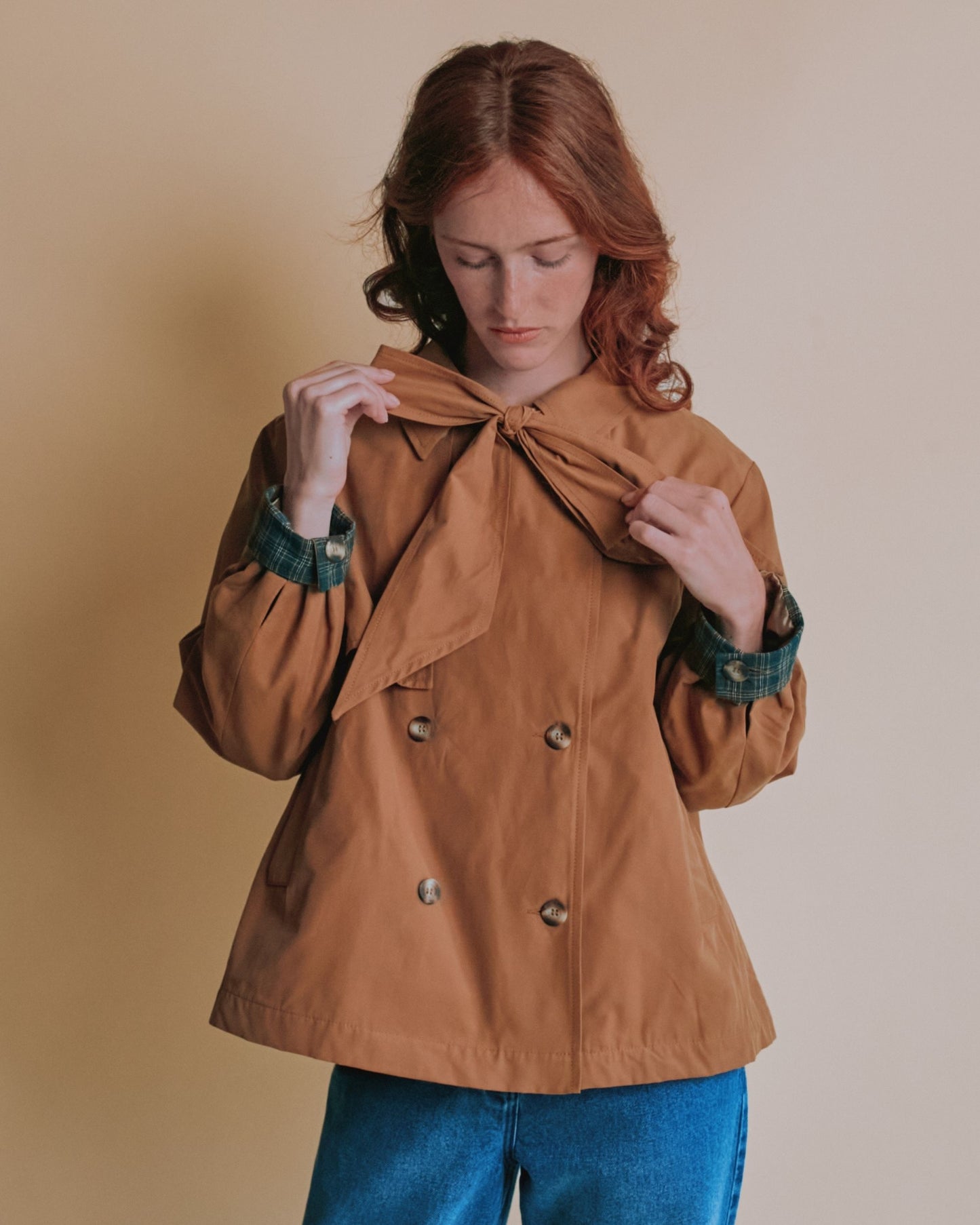Veste trench - Col à nouer camel