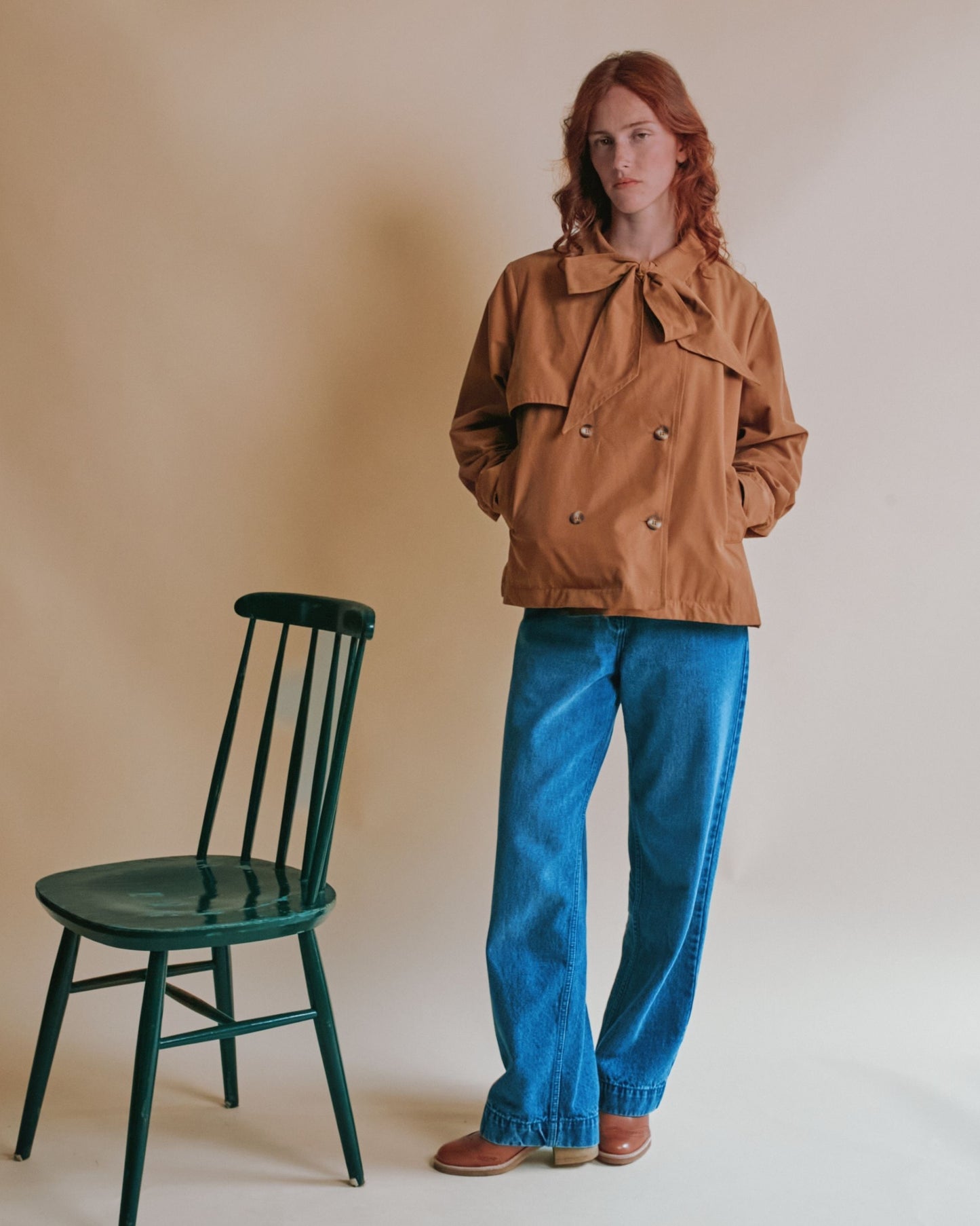 Veste trench - Col à nouer camel