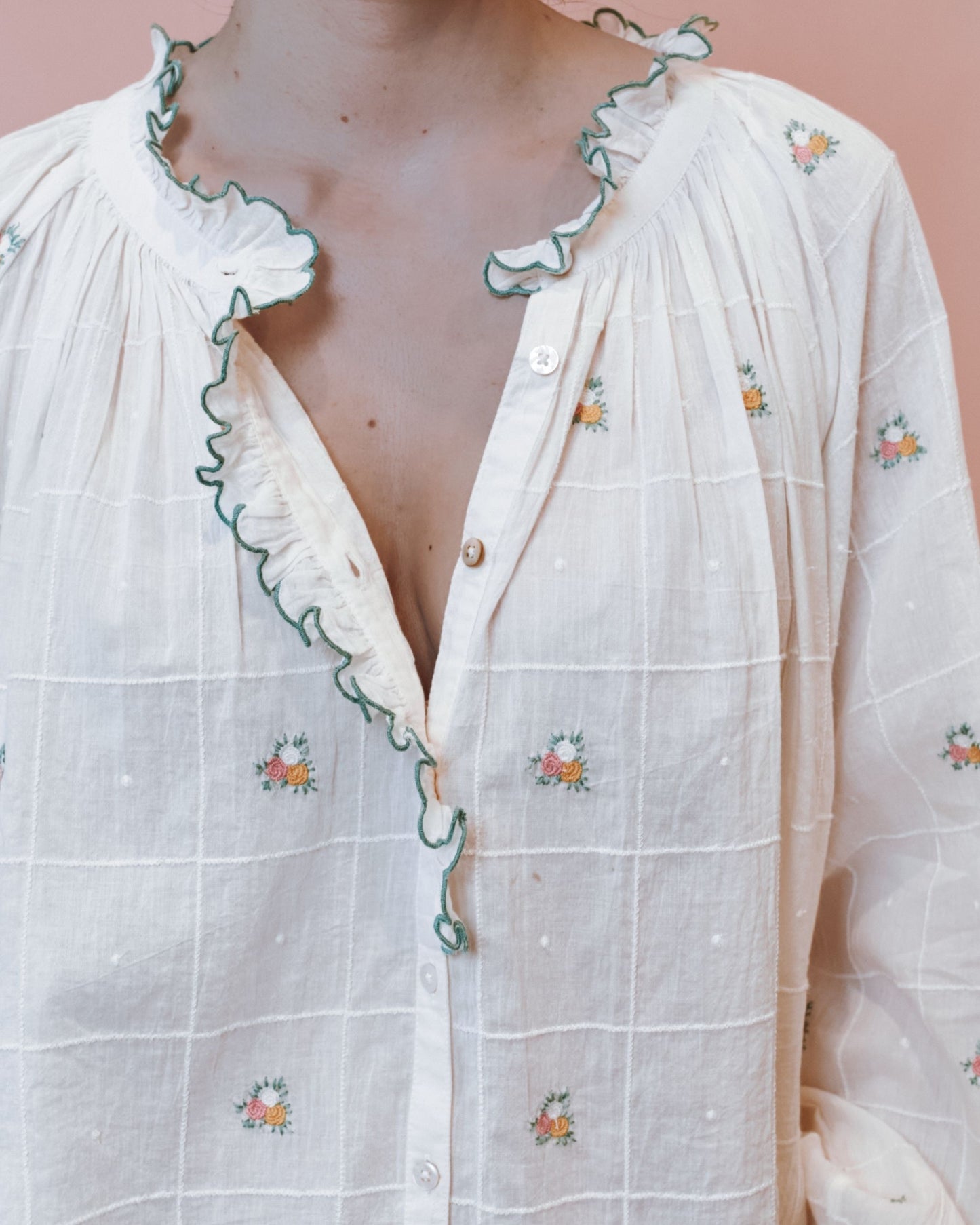 Blouse - Vintage brodée écru