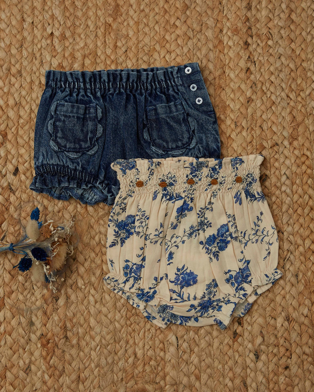 Bloomer poches fleurs denim