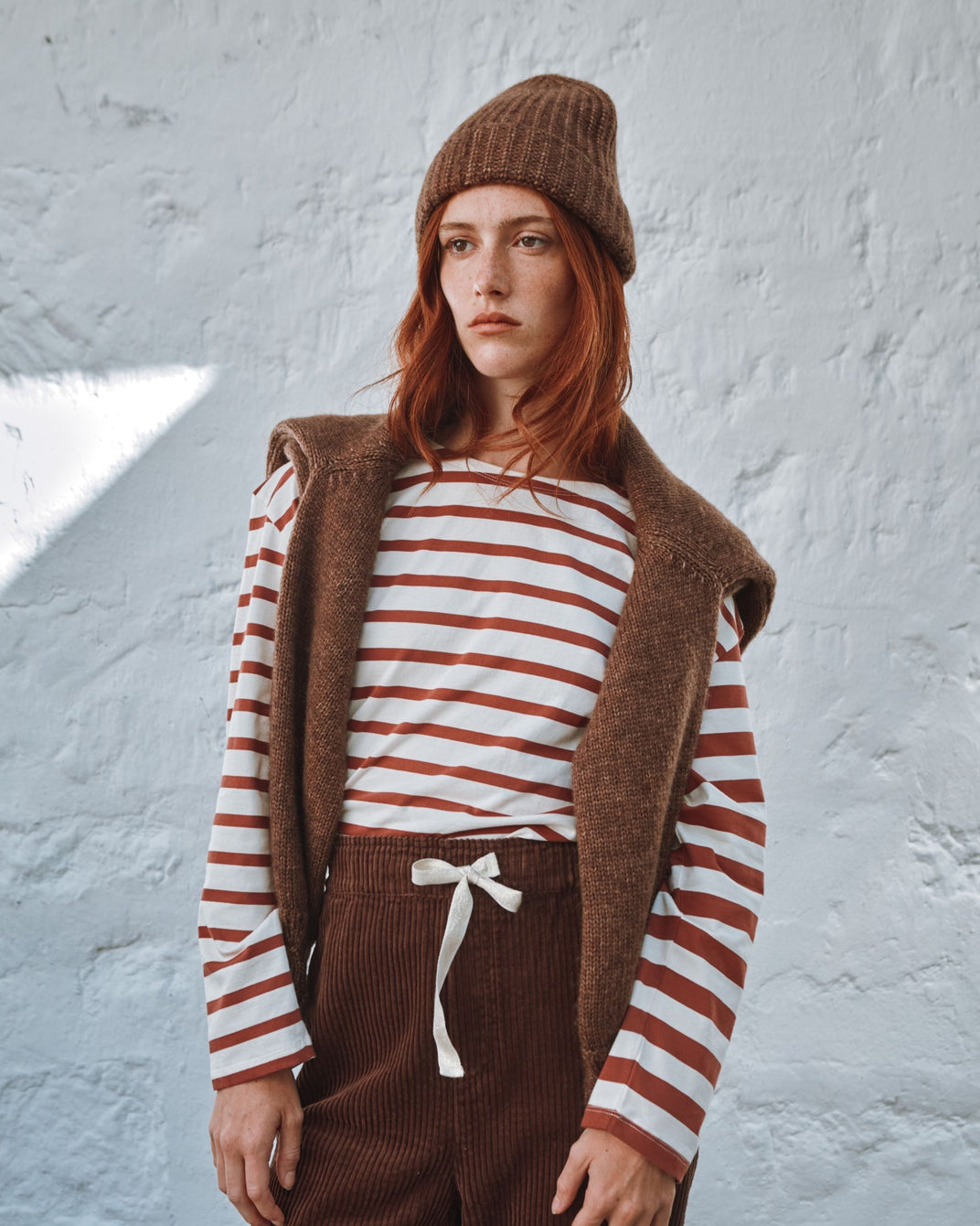 ecru/brick striped sweater