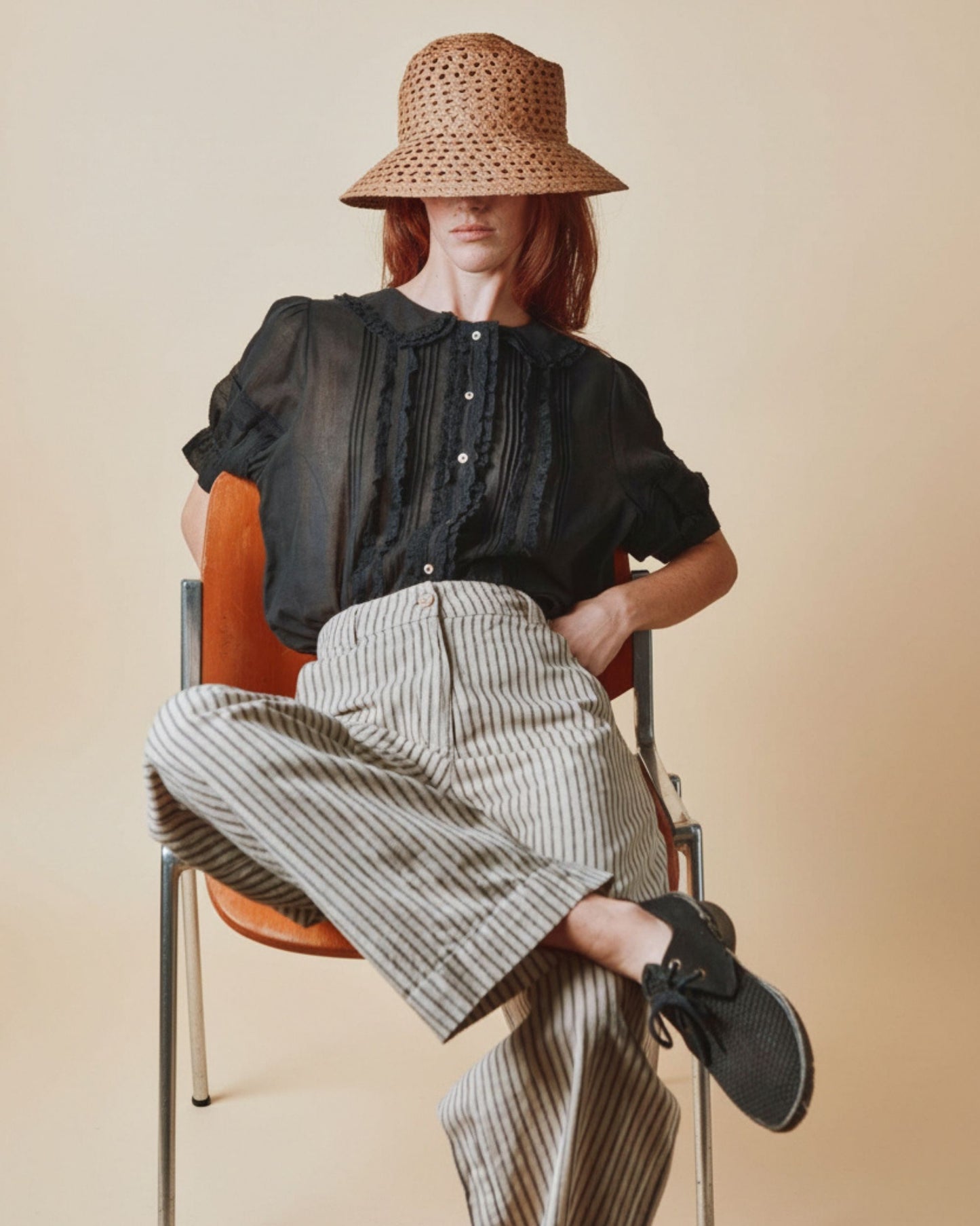 Pantalon - Rayé écru et noir