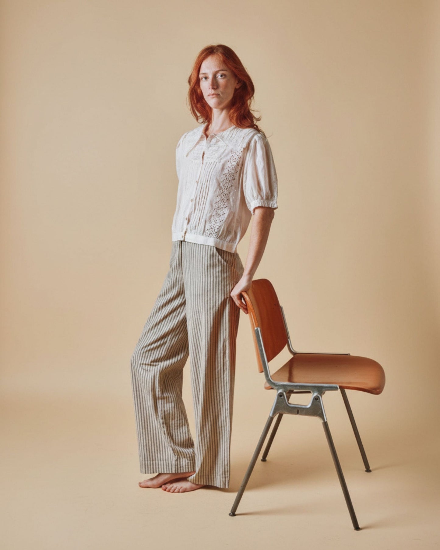 Pantalon - Rayé écru et noir