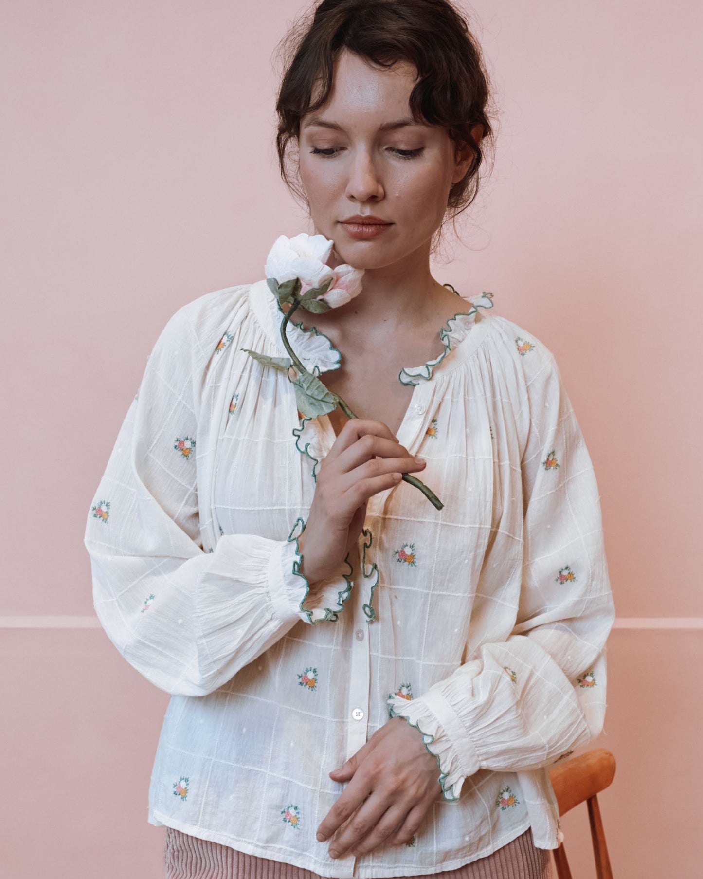 Blouse - Vintage brodée écru