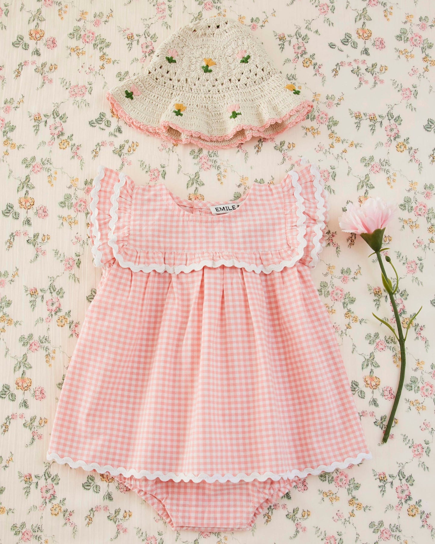 Robe barboteuse - Vichy rose