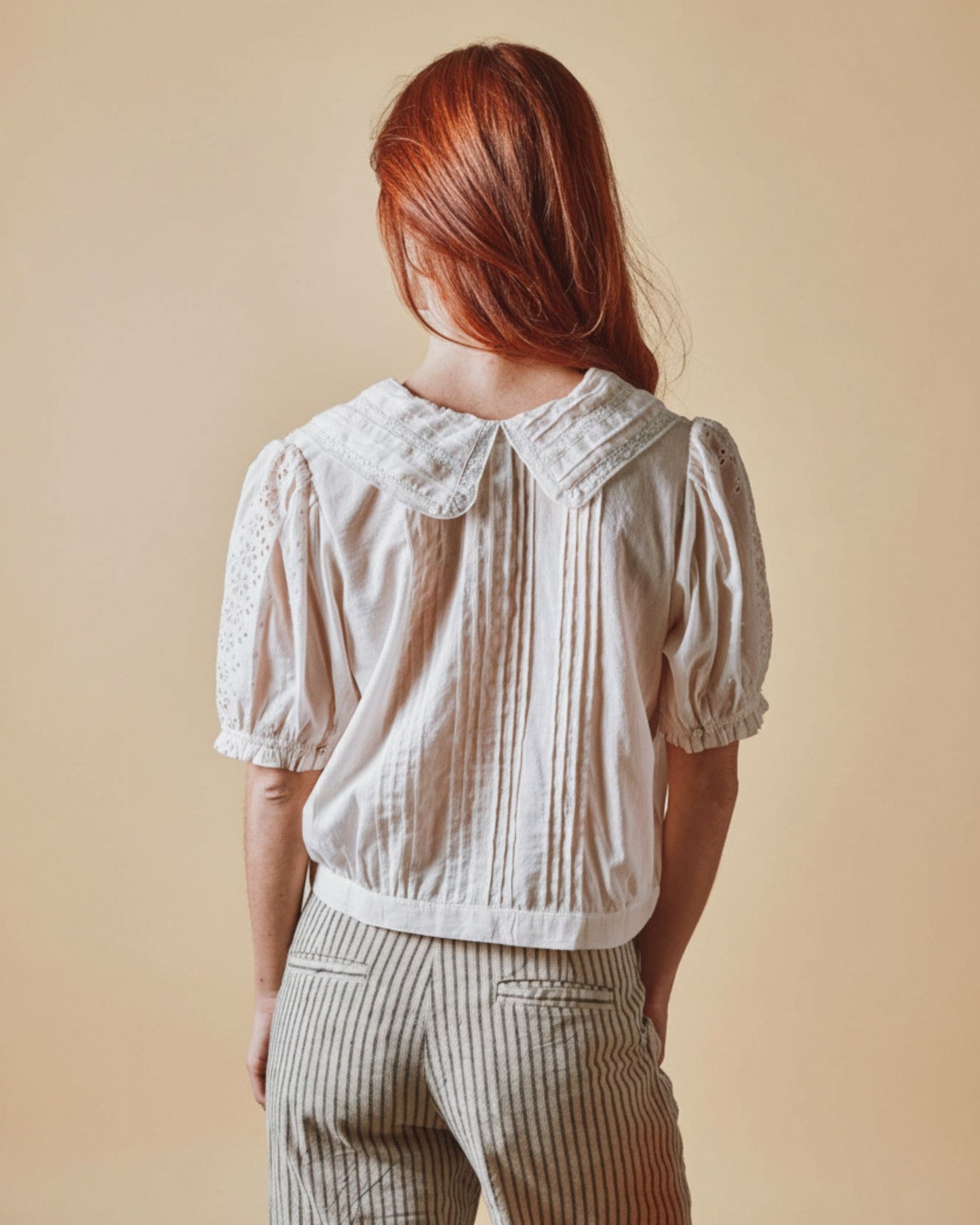 Blouse - Brodé dentelle crème rosé