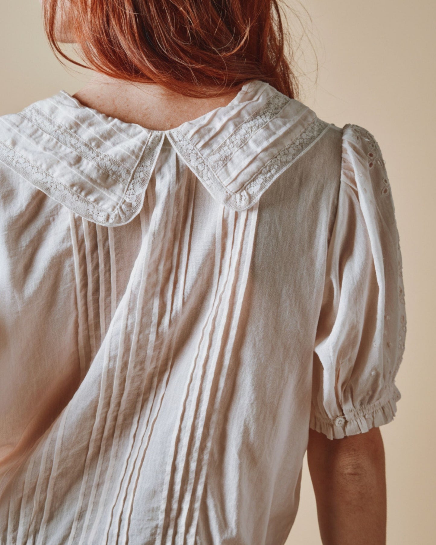 Blouse - Brodé dentelle crème rosé