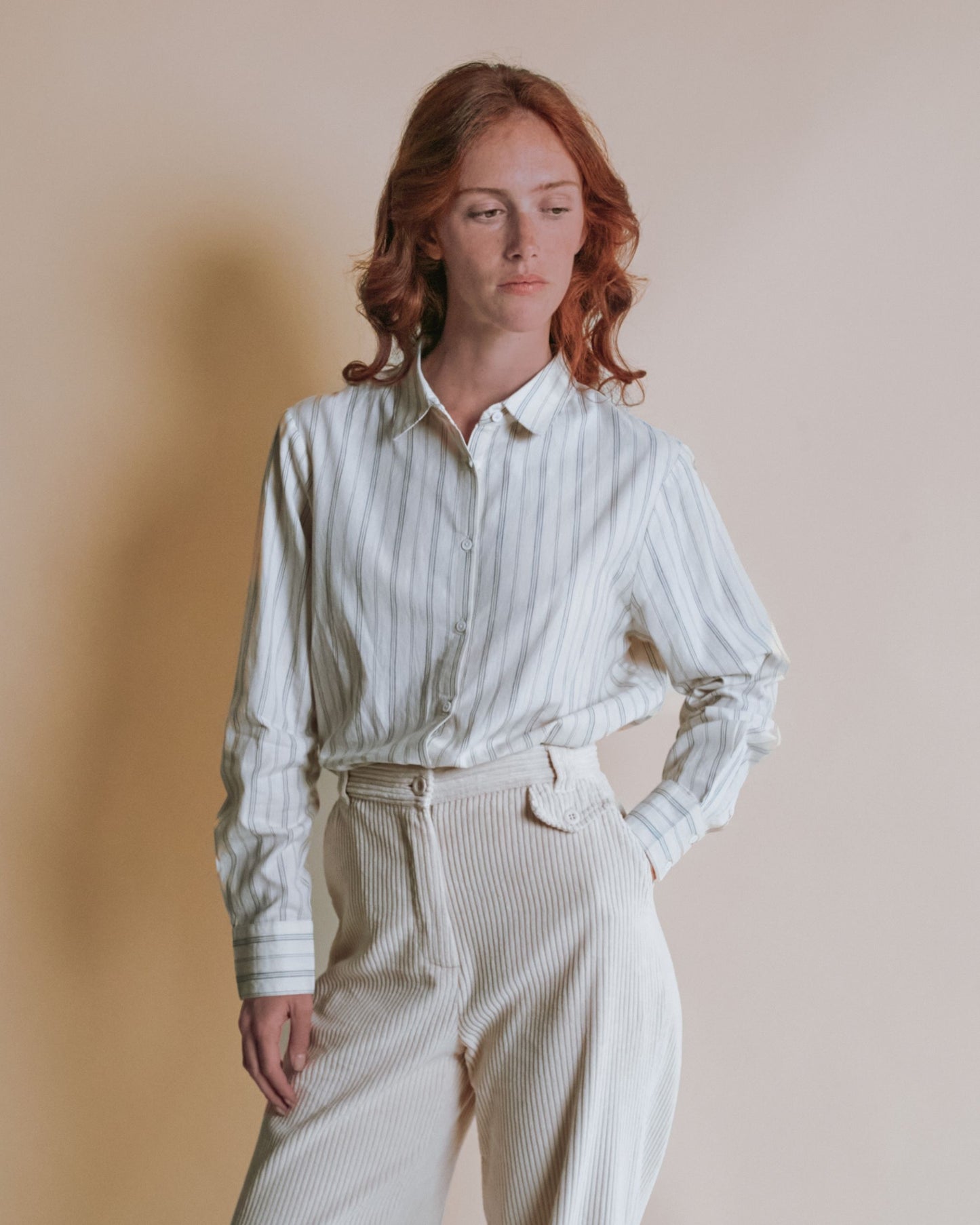 Chemise - Rayée khadi écru