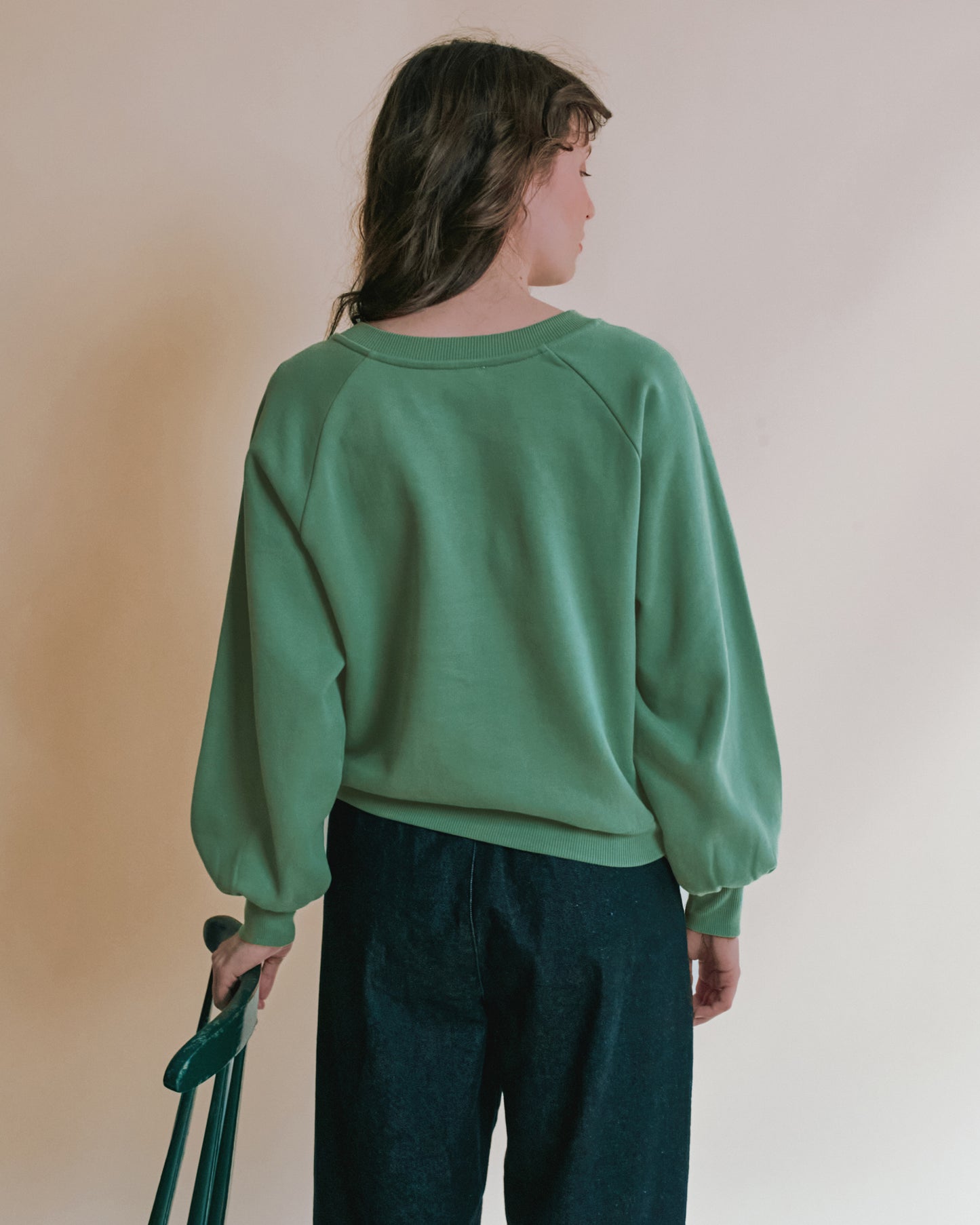 Sweat - Tulipe brodée vert