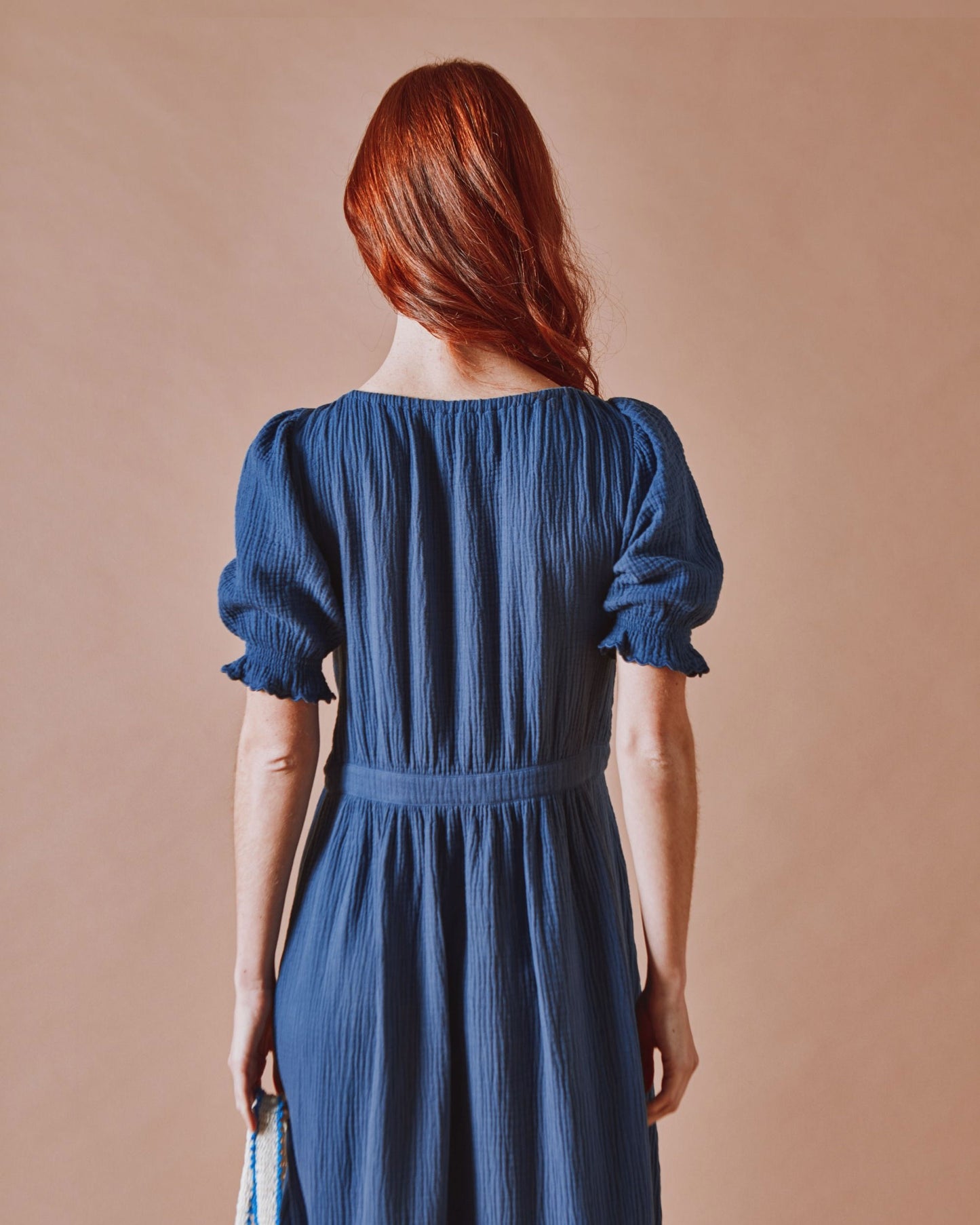 Robe longue - Gaze de coton marine