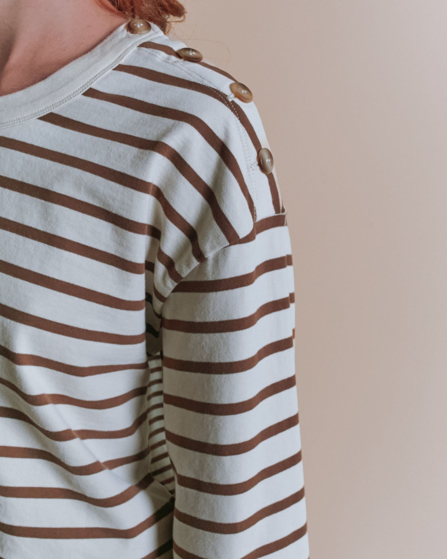 Sweat - Rayé marron et écru
