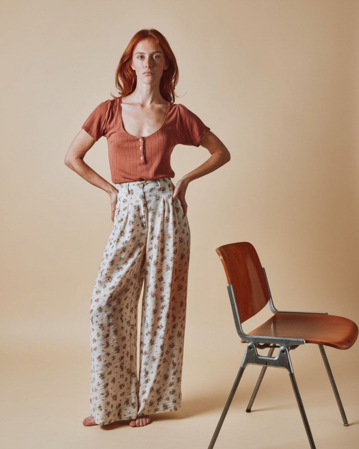 T-shirt - Pointelle modal sienne