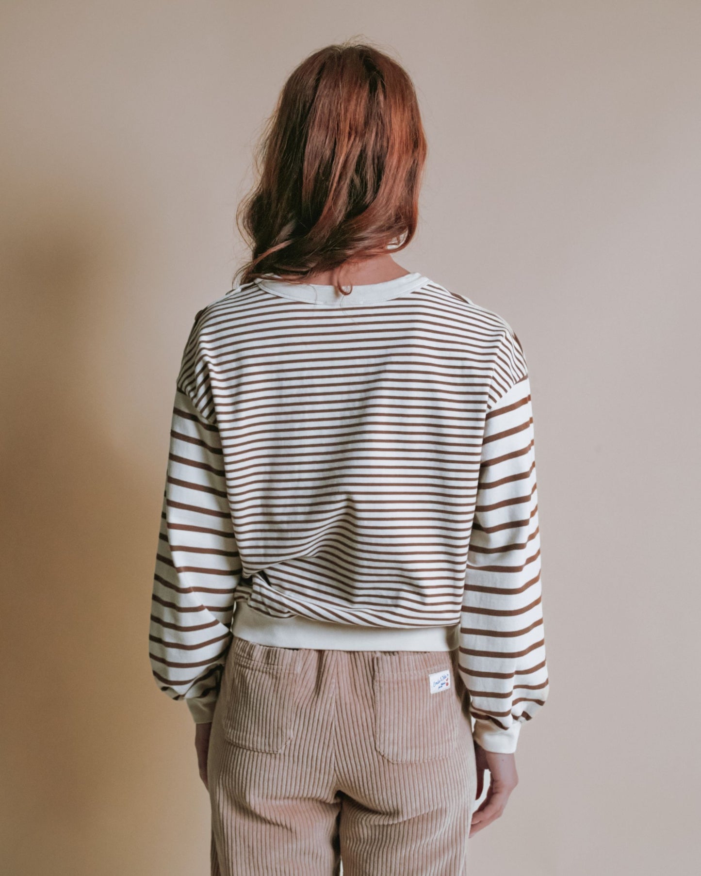 Sweat - Rayé marron et écru