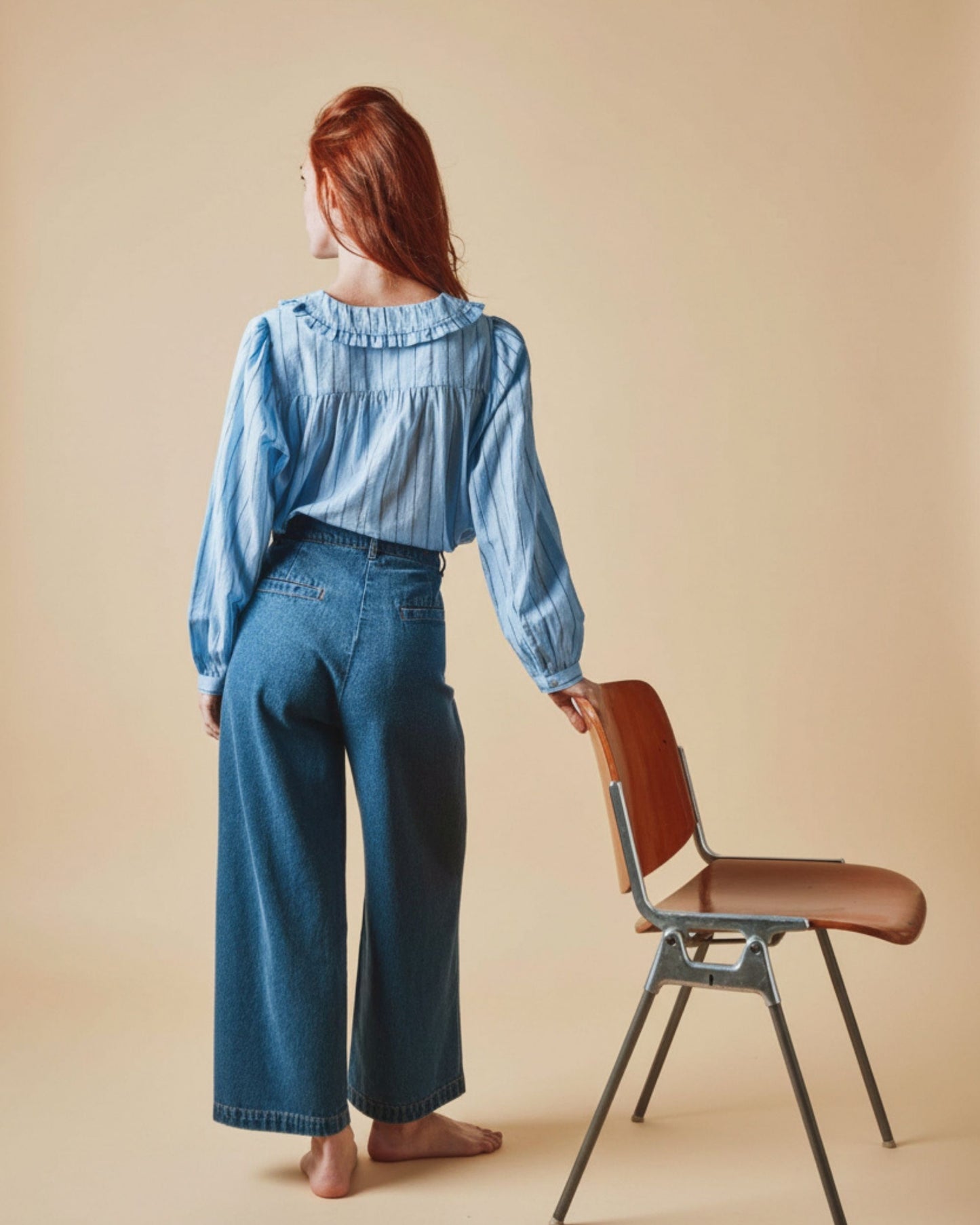 Blouse - Volanté bleu et noir