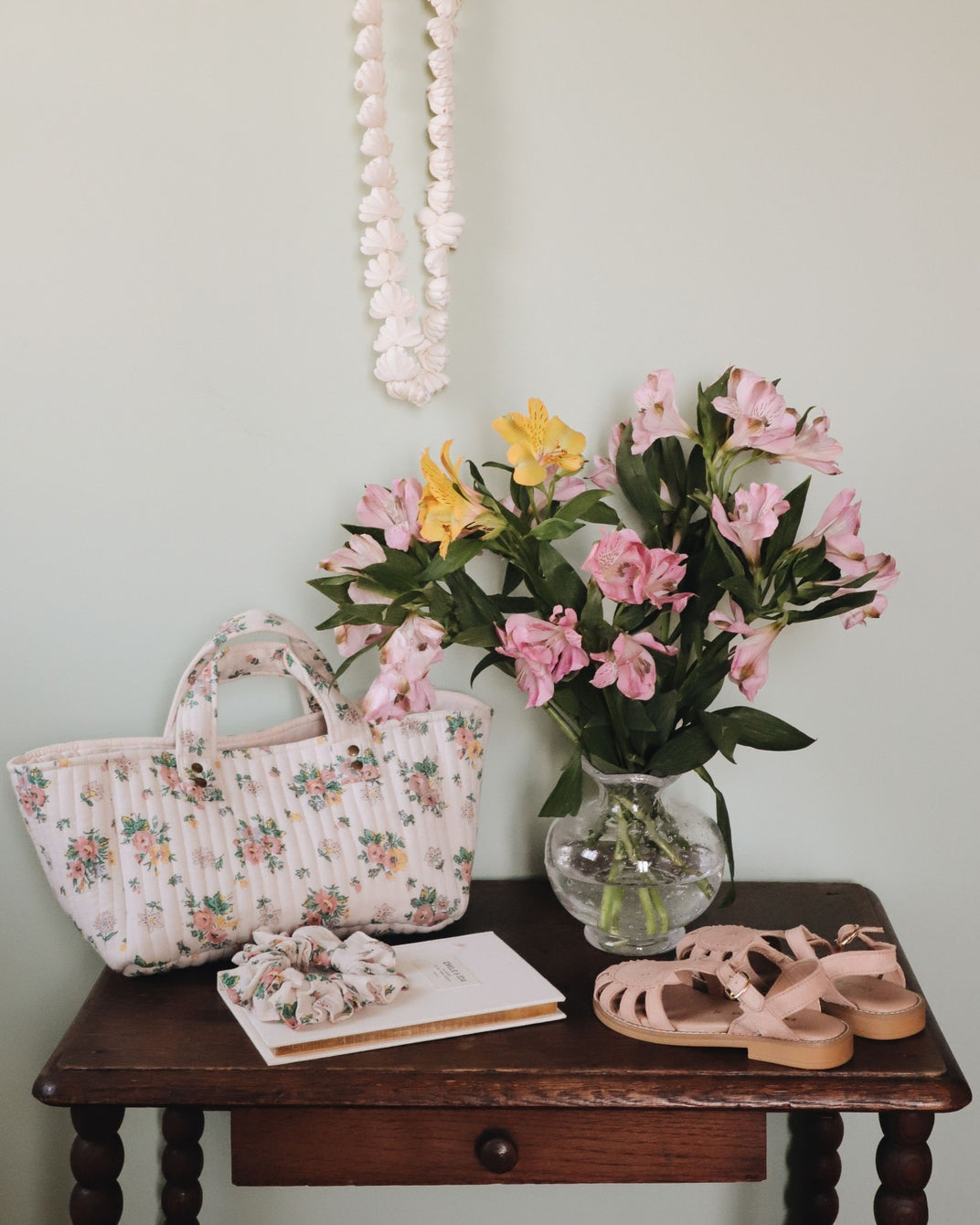 Pink spring storage basket