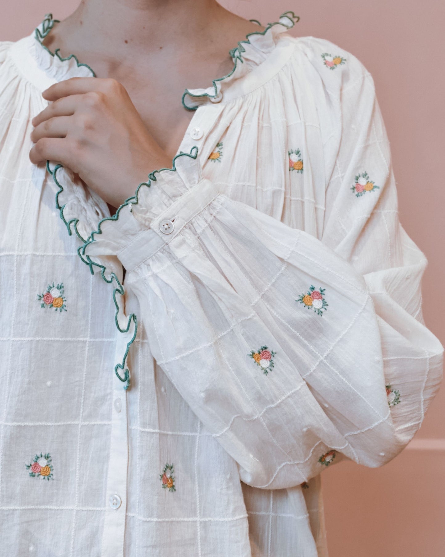 Blouse - Vintage brodée écru