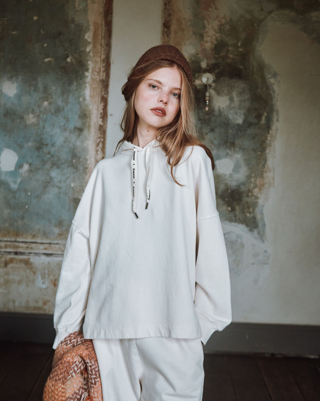 Sweat à capuche coton bio écru