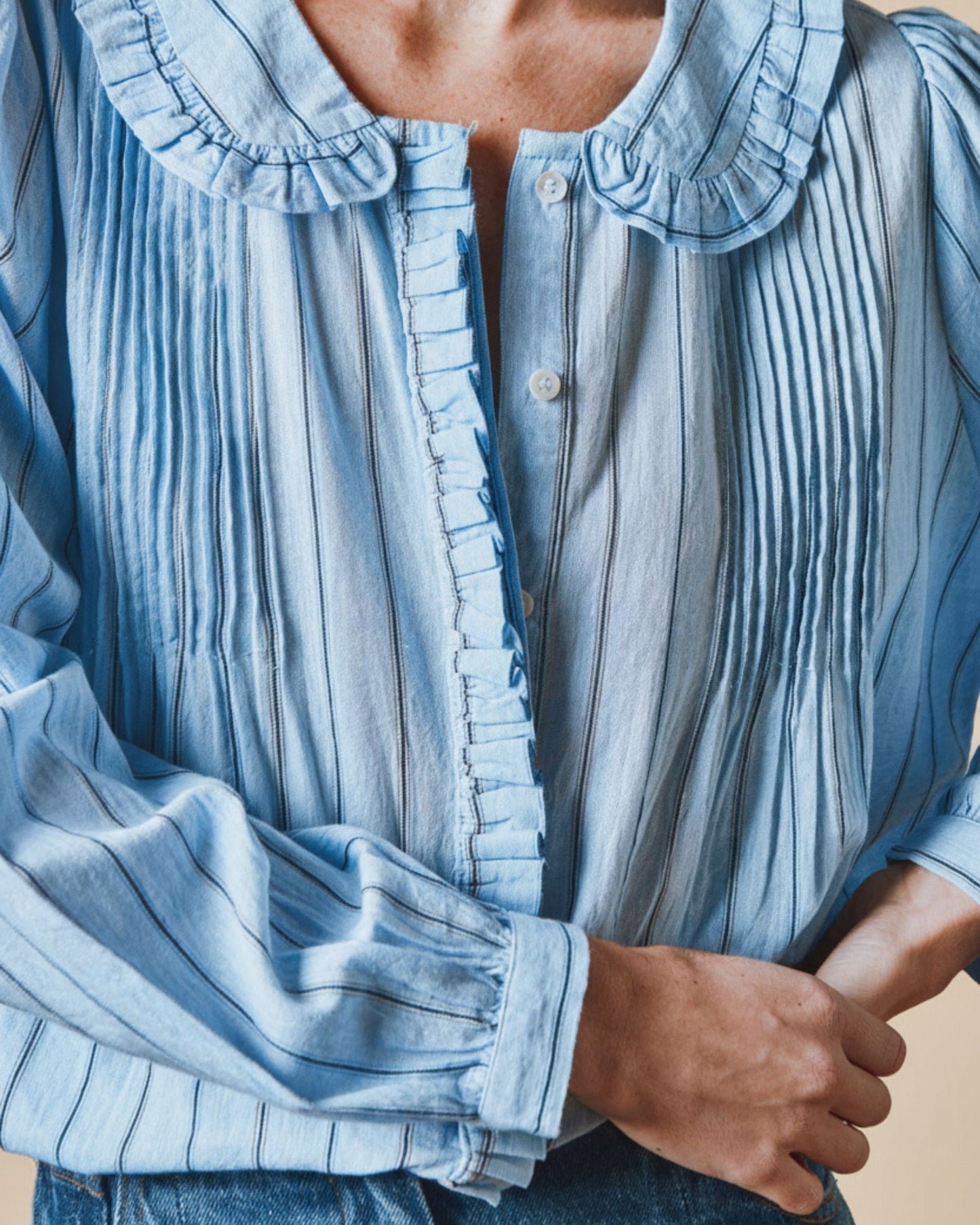 Blouse - Volanté bleu et noir