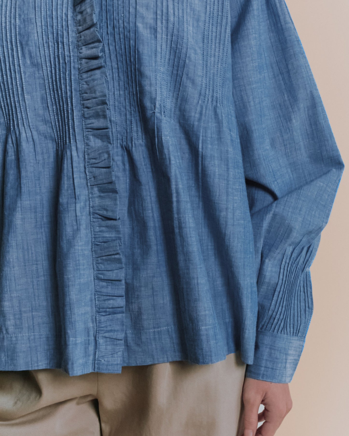Blouse - Plissée bleu chambray