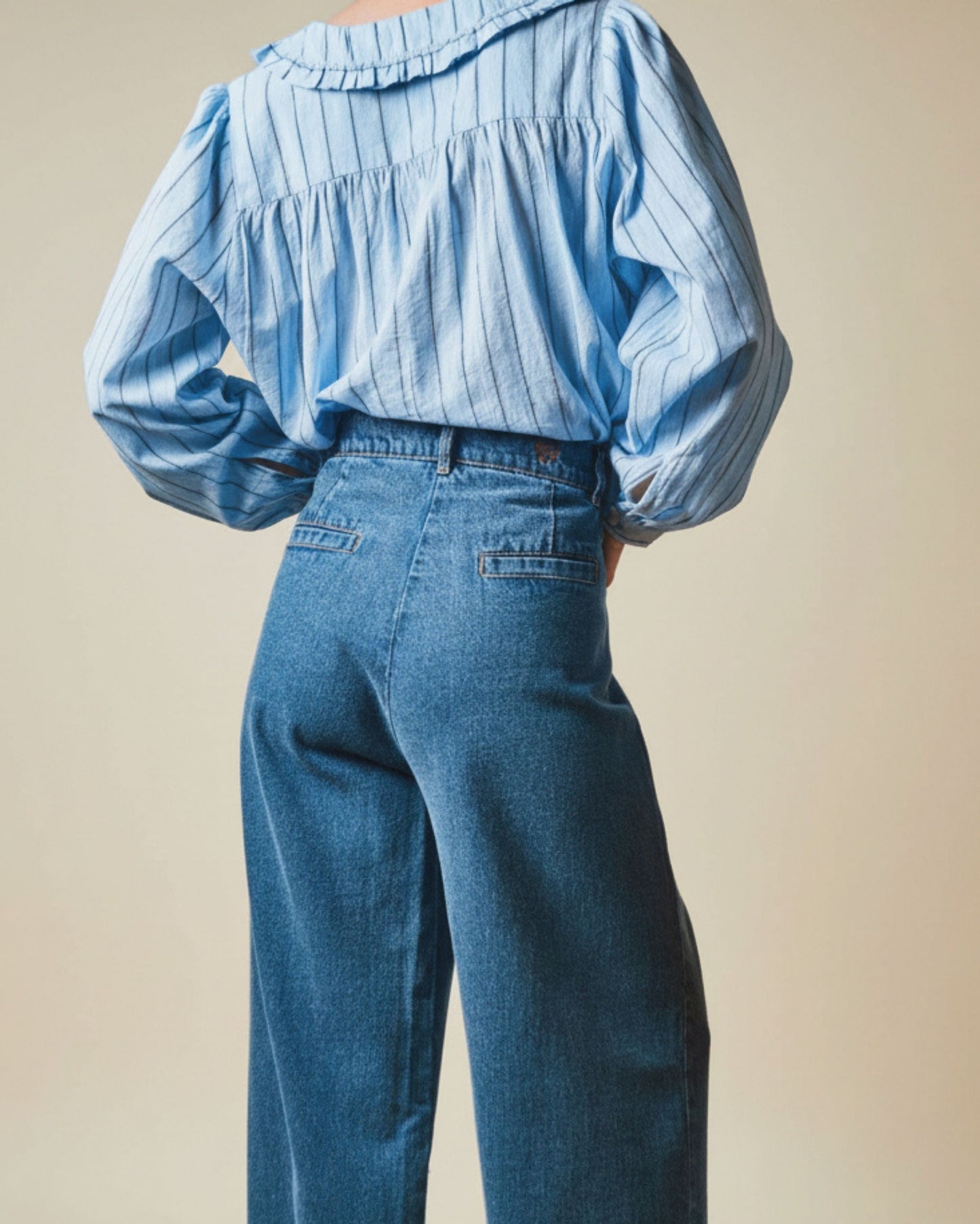 Jean - Crop denim bleu