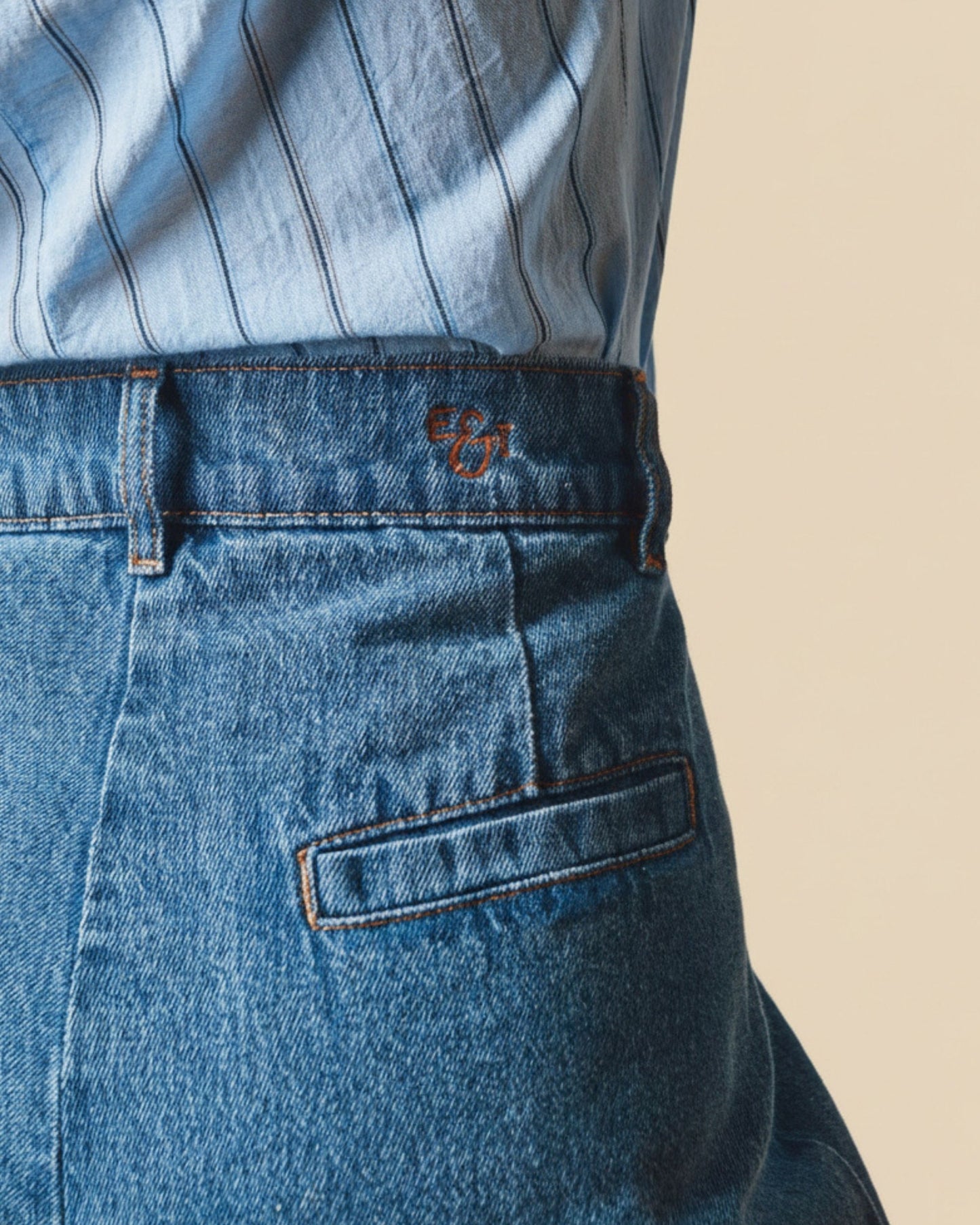 Jean - Crop denim bleu