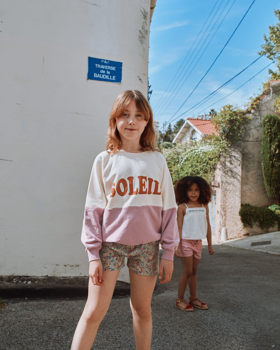 Pink striped flower pocket shorts