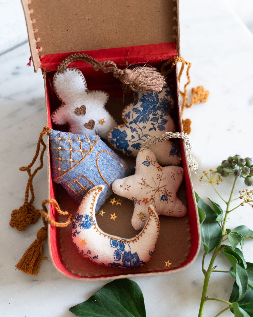 Lot de 5 décorations - Noël bleu