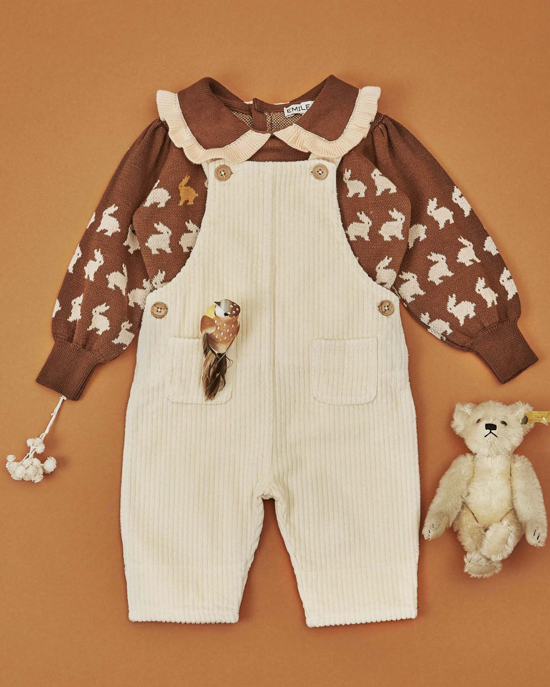 Salopette velours crème