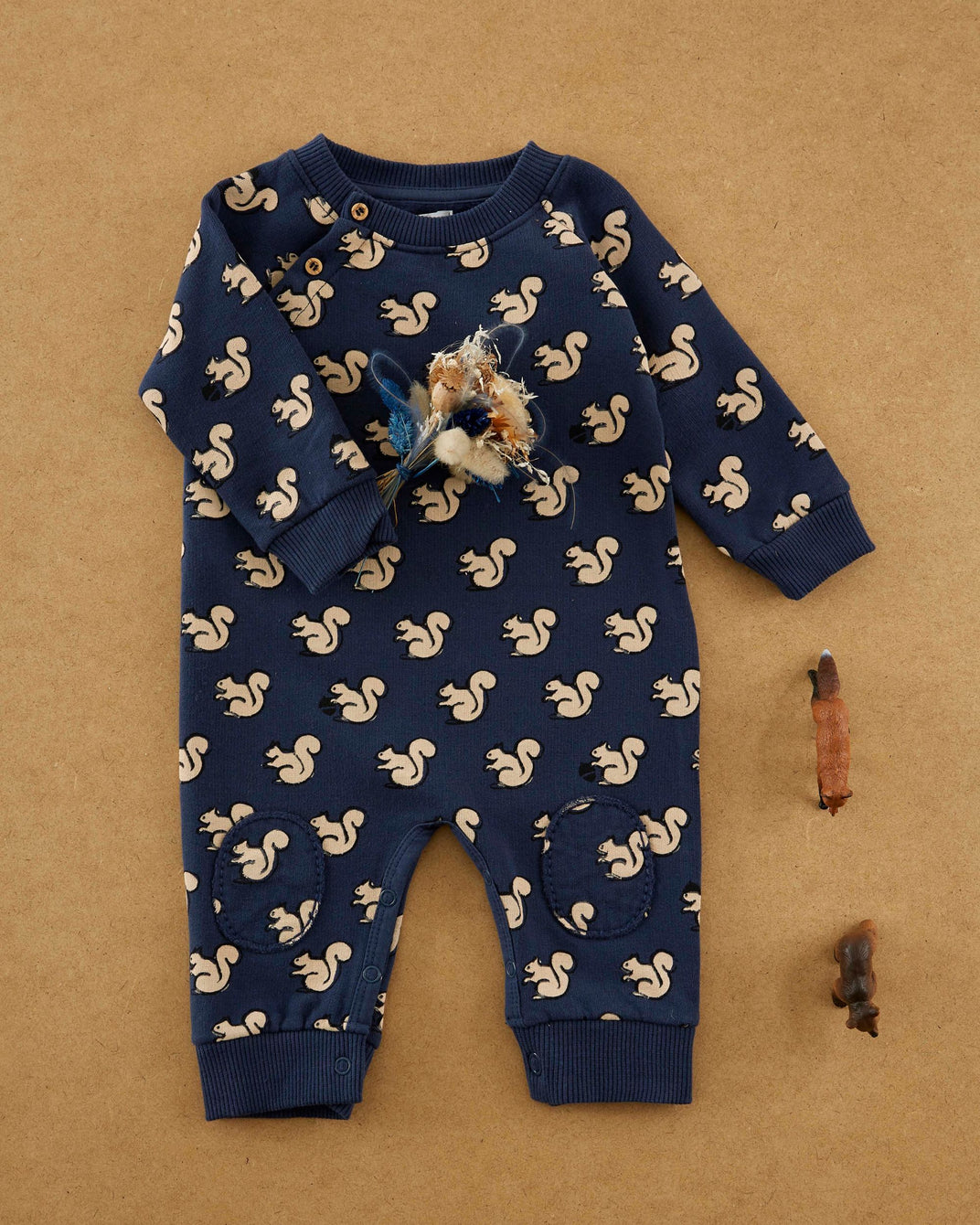 midnight squirrel fleece jumpsuit