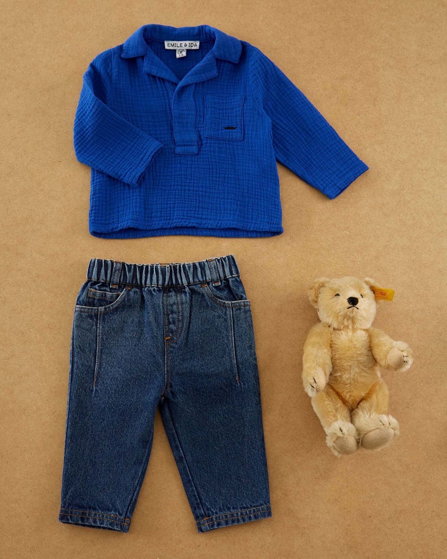 Kurta gaze de coton bleu royal
