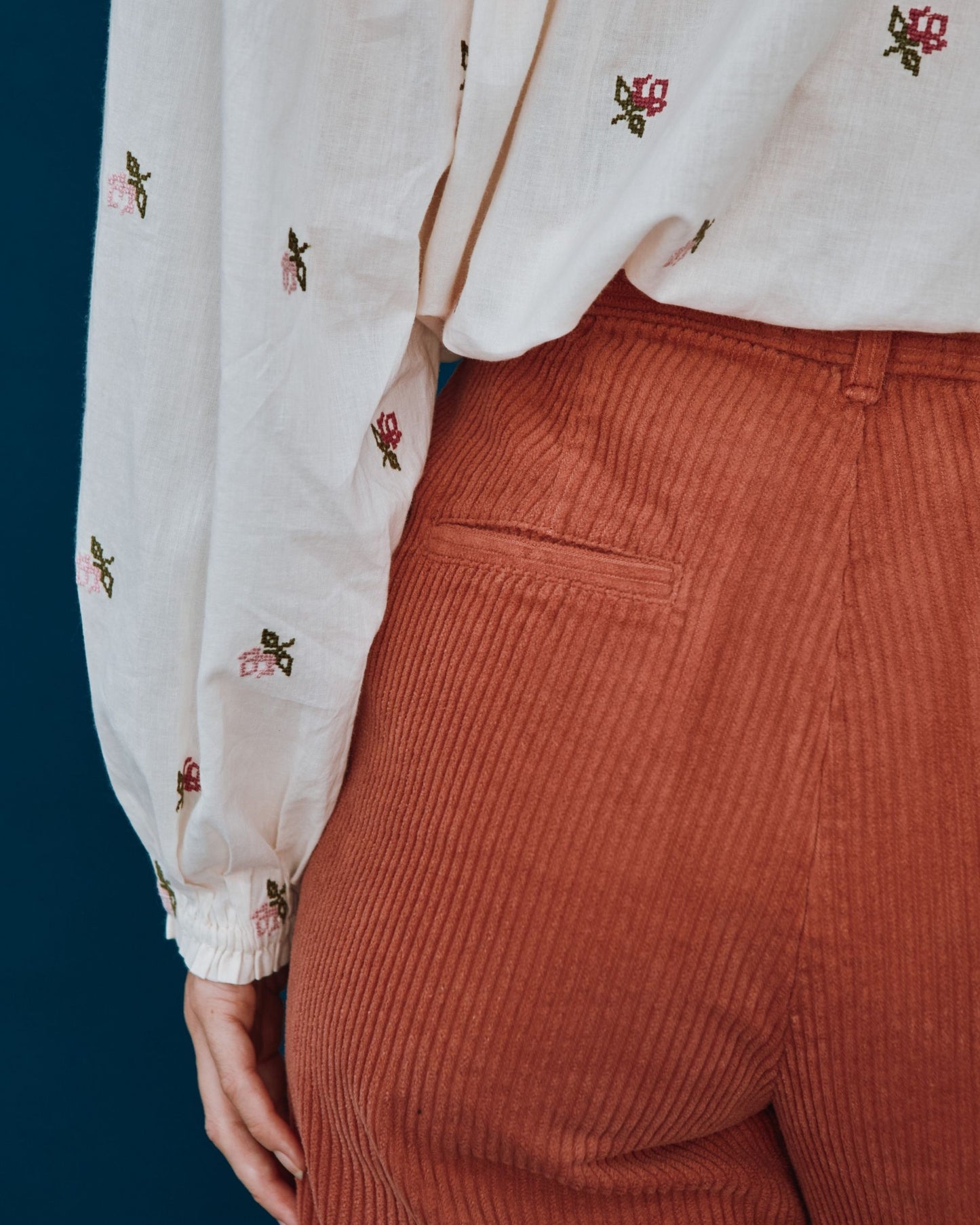 straight brick velvet pants