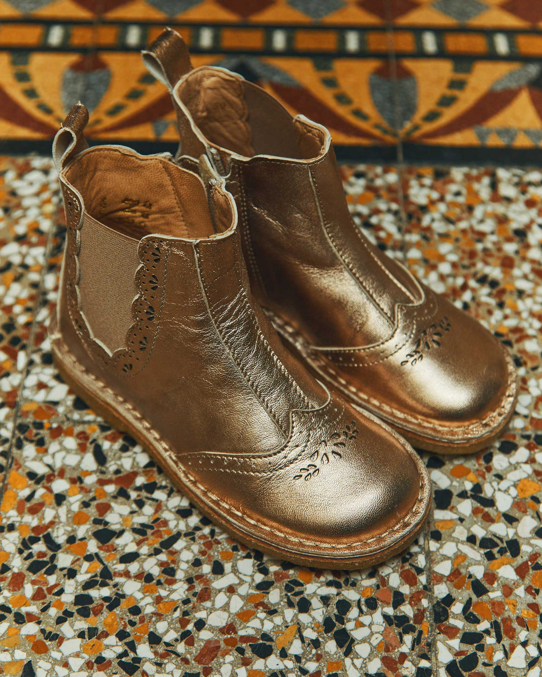 Bottines prairie cuir doré
